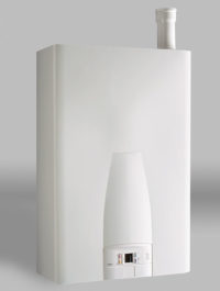 Caldeira mural a gás, de pré-mistura, de condensação, com câmara de combustão estanque e ignição eletrónica - corpo / permutador em alumínio/silício/magnésio - para aquecimento ou produção de calor, que pode ser instalada em cascata (max. 2 séries de 4 caldeiras cada uma)